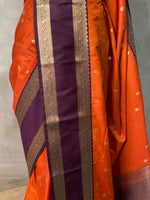 Rust Orange and deep purple silk saree- PSSR196