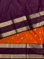 Rust Orange and deep purple silk saree- PSSR196