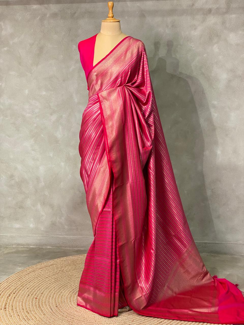 Rani Pink Semi katan silksaree - AISHSK1