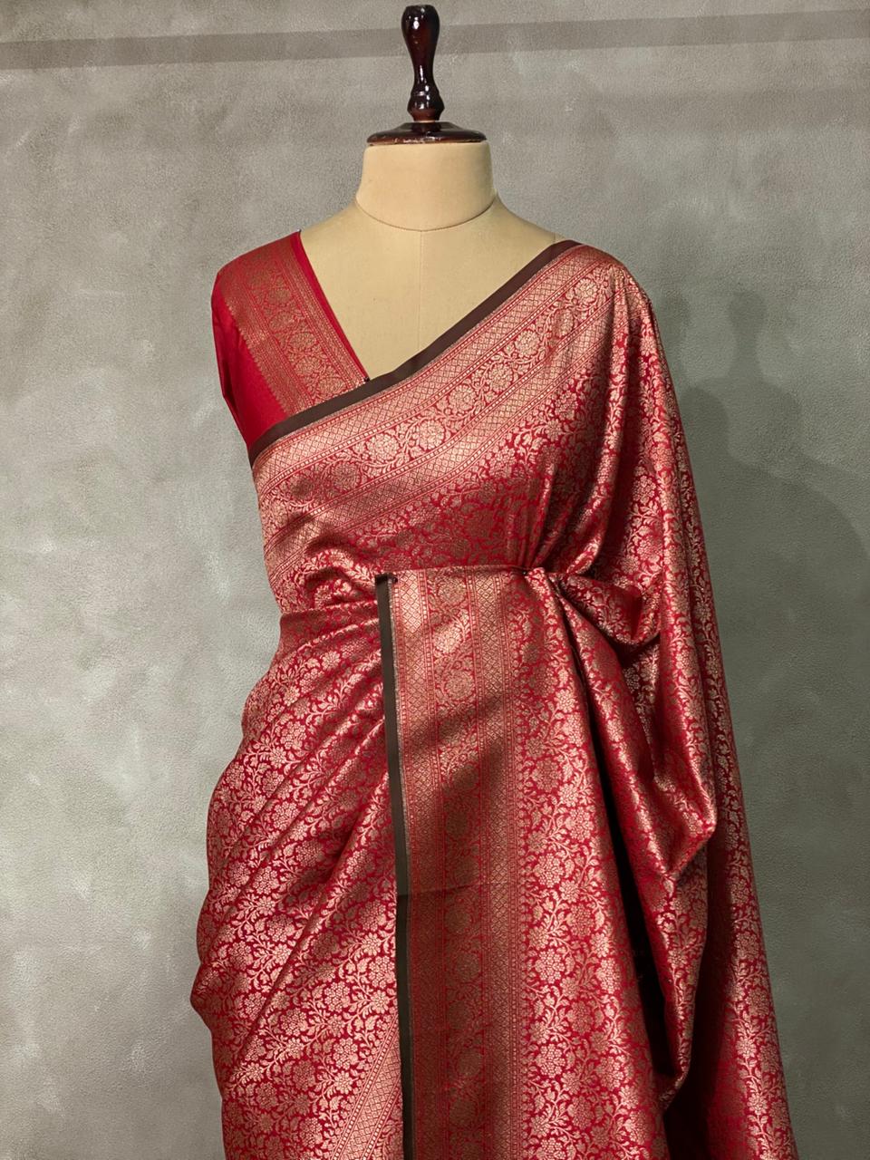 Maroon Semi katan silksaree - AISHSK14