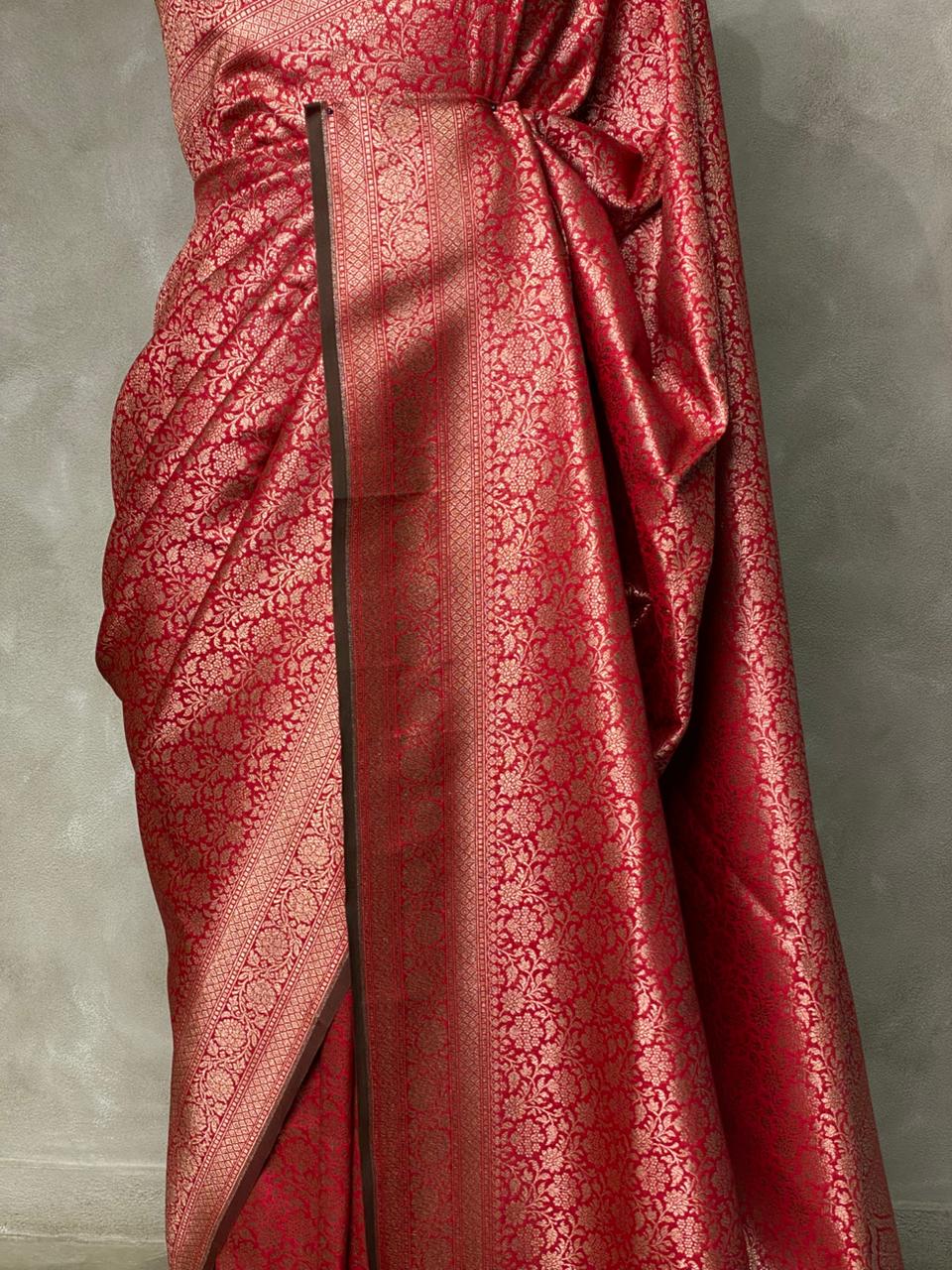 Maroon Semi katan silksaree - AISHSK14