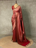 Maroon Semi katan silksaree - AISHSK14