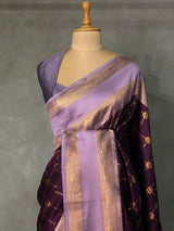 Deep Purple and Lavender Banarasi saree -BSP11