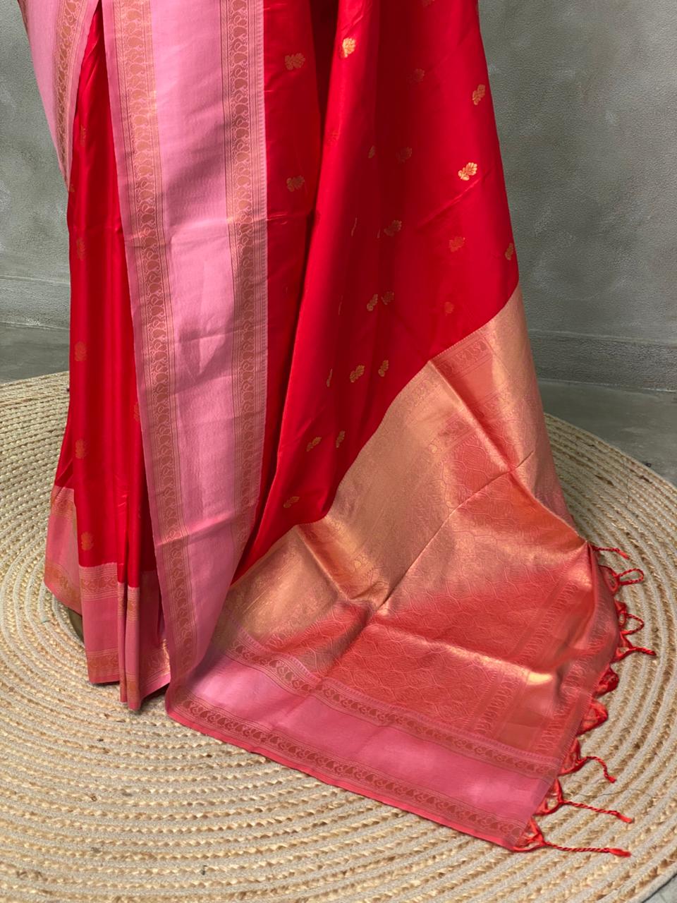 Red and Pink Banarasi saree -BSP13