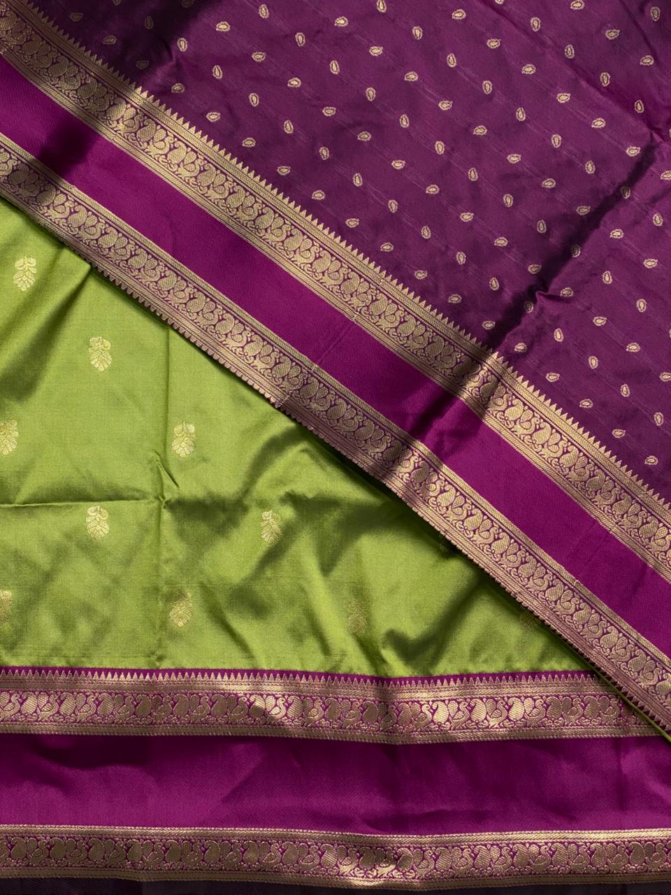 Olive Green and Purple Banarasi saree -BSP12