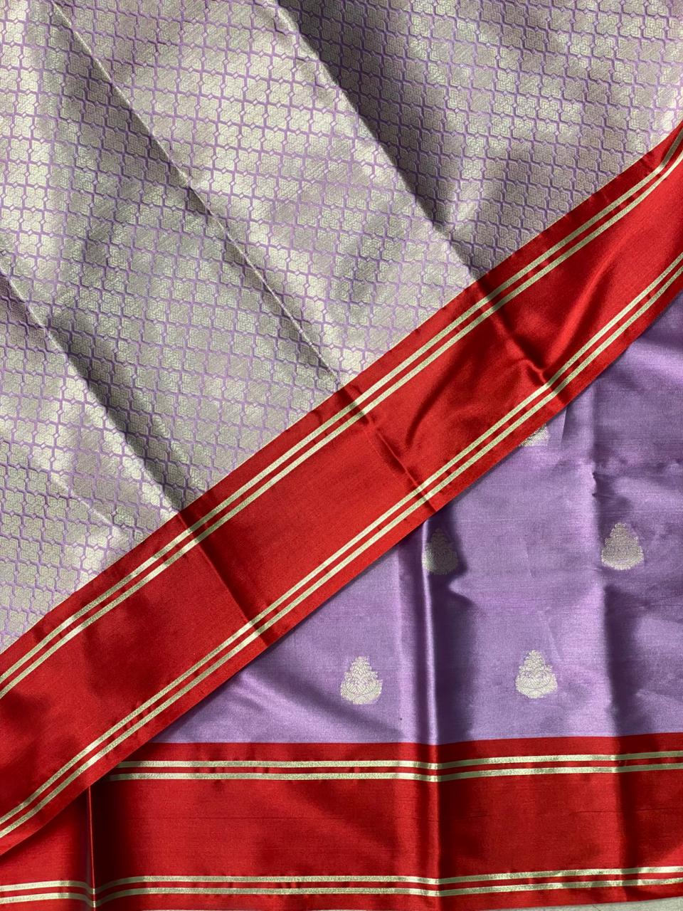 Lavender and Maroon banarasi silksaree - AISH16