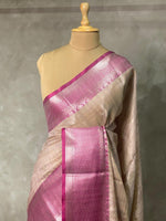 Light chicku and Pink banarasi Chanderi Tissue silksaree - MPS25