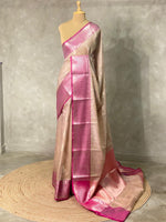 Light chicku and Pink banarasi Chanderi Tissue silksaree - MPS25