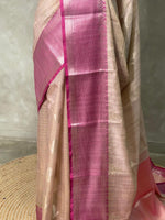 Light chicku and Pink banarasi Chanderi Tissue silksaree - MPS25