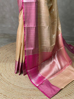 Light chicku and Pink banarasi Chanderi Tissue silksaree - MPS26
