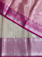 Light chicku and Pink banarasi Chanderi Tissue silksaree - MPS26
