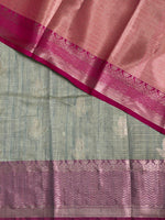 Ice blue and magenta banarasi Chanderi Tissue silksaree - MPS27