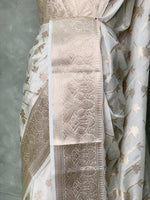 Off white and Gold Banarasi silksaree - MPS31B