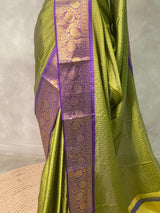 Olive Green and violet silksaree - PIH2
