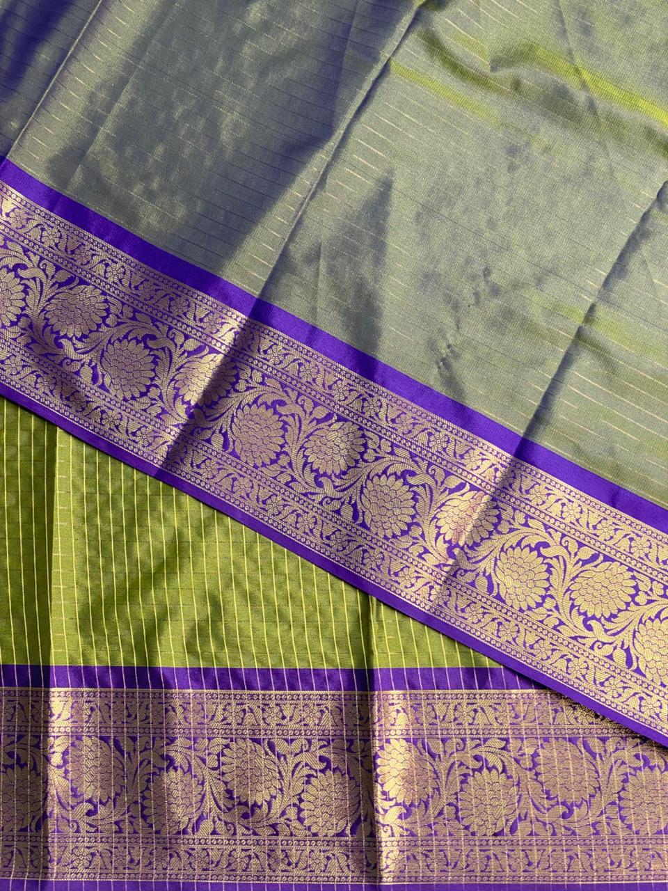 Olive Green and violet silksaree - PIH2