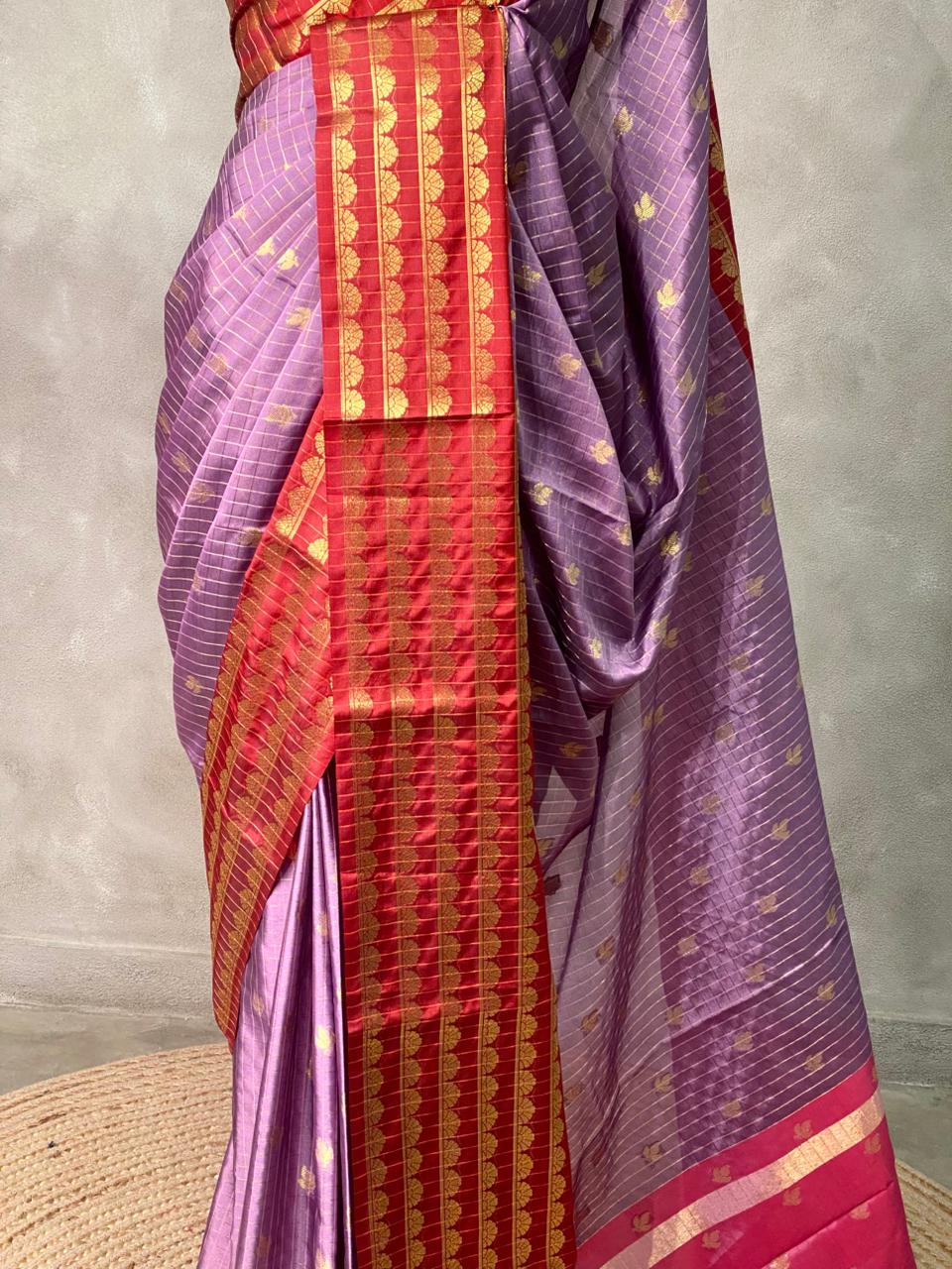 Lavender and maroon silksaree - PIH4