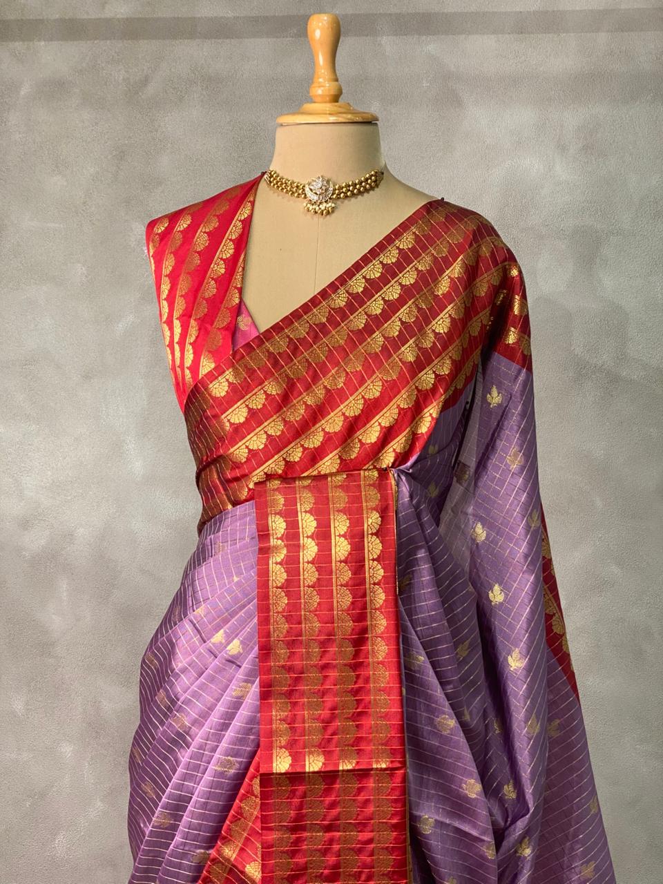 Lavender and maroon silksaree - PIH4