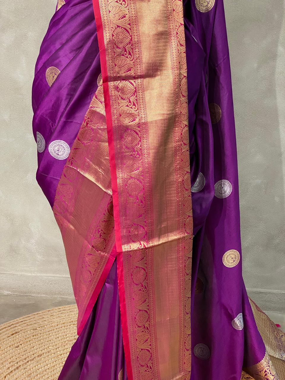 Dark wine Banarasi saree -BSP3B