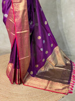 Dark wine Banarasi saree -BSP3B