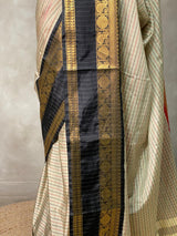 Beige ,Red and maroon silksaree - PMR5