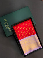 Red and Lavender kanchipuram silk saree- PSSR199
