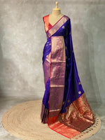 Blue and maroon Banarasi saree -BSP3D