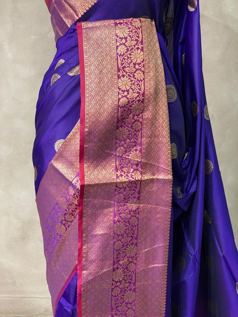 Blue and maroon Banarasi saree -BSP3D