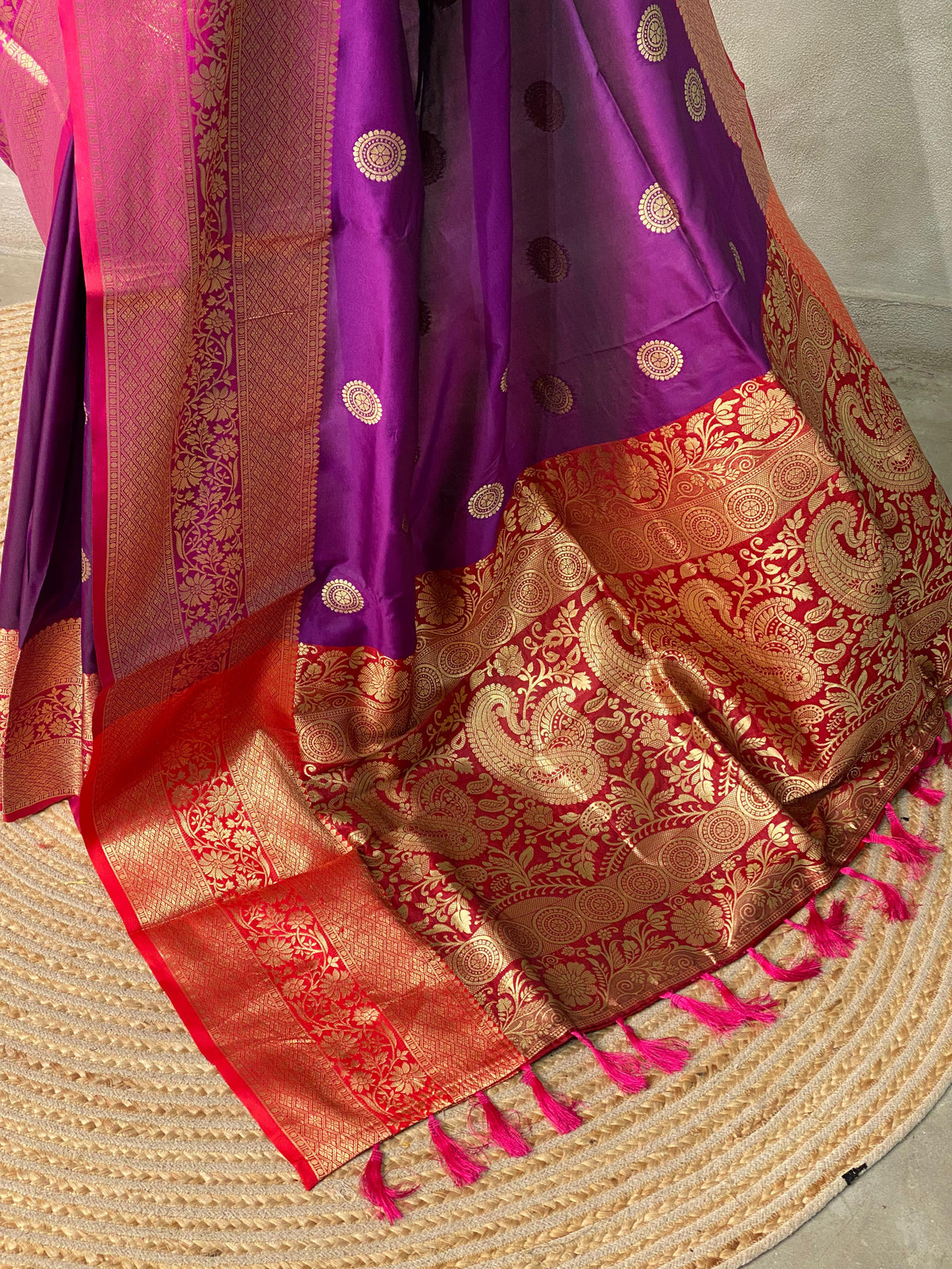 Wine and maroon Banarasi saree -BSP3E