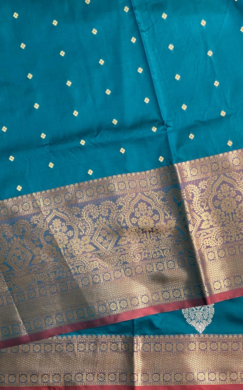 Peacock Blue Banarasi saree -BSP3F
