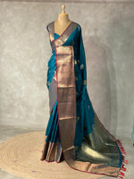 Peacock Blue Banarasi saree -BSP3F