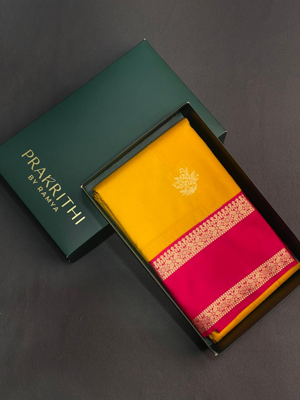 Yellow and Magenta silk saree- PSSR196