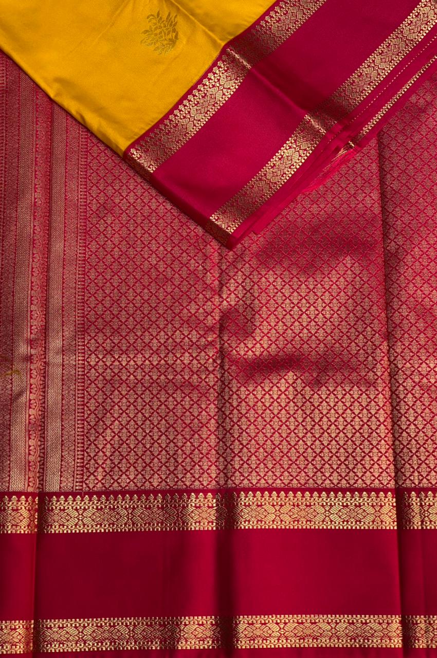 Yellow and Magenta silk saree- PSSR196