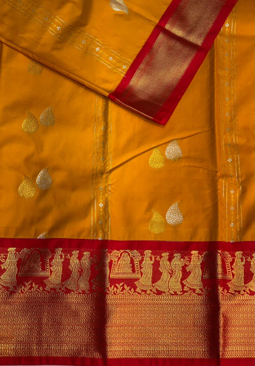 Yellow and Red silk saree- PSSR197