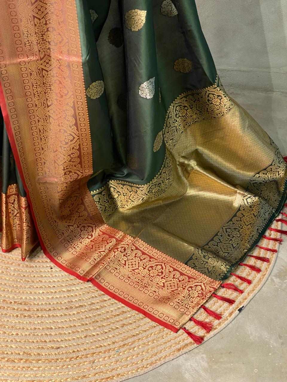 Green Banarasi saree -BSP3I