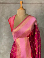 Maroonish Magenta and PinkBanarasi saree -BSP15