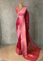 Maroonish Magenta and PinkBanarasi saree -BSP15