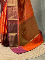 Rust Orange and Deep maroon semi Banarasi saree -PIH6