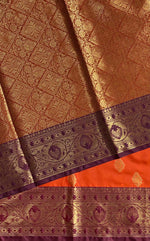 Orange and Deep Maroon semi Banarasi saree -PIH7