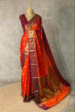 Orange and Deep Maroon semi Banarasi saree -PIH7