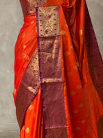 Orange and Deep Maroon semi Banarasi saree -PIH7