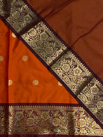 Rust Orange and Deep maroon semi Banarasi saree -PIH9