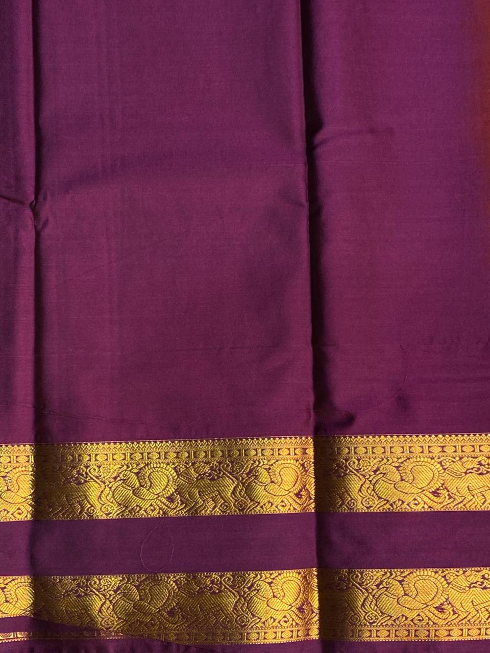 Mustard Yellow and Purple kanchipuram silk saree- PSSR204