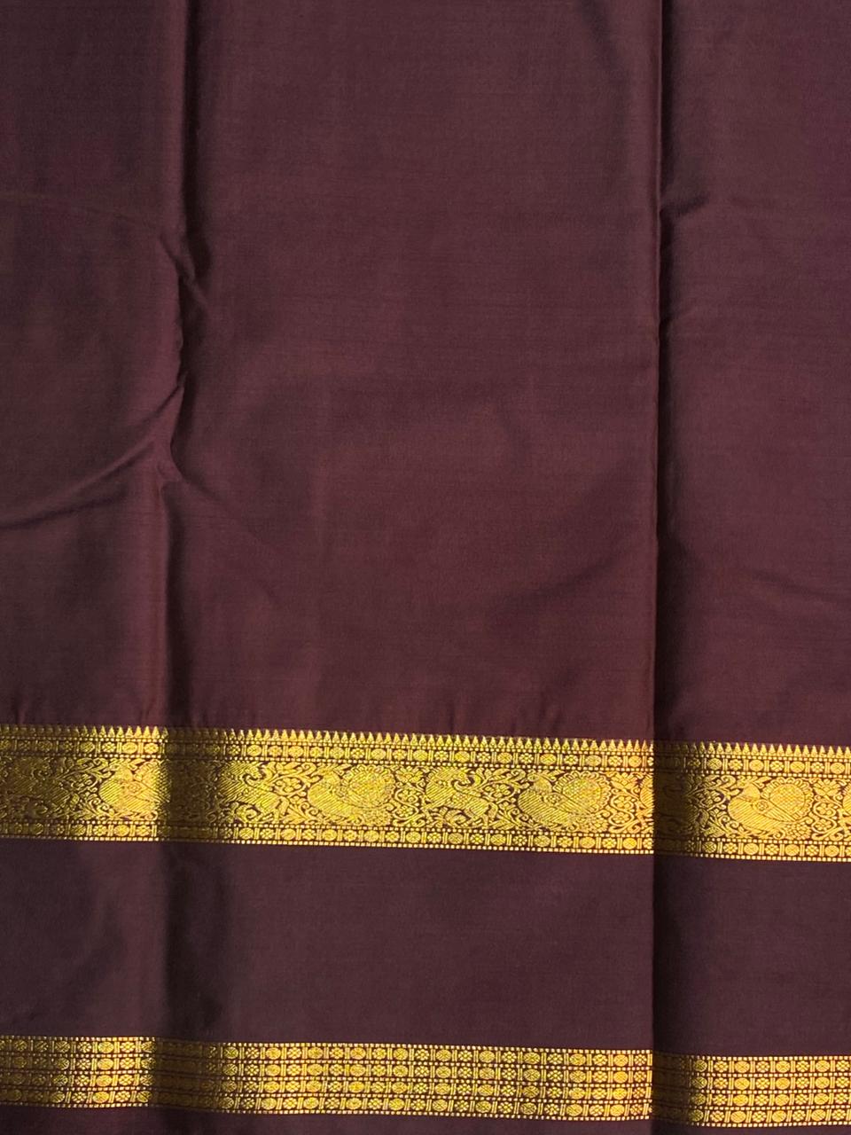 Mustard Yellow and purple kanchipuram silk saree- PSSR206