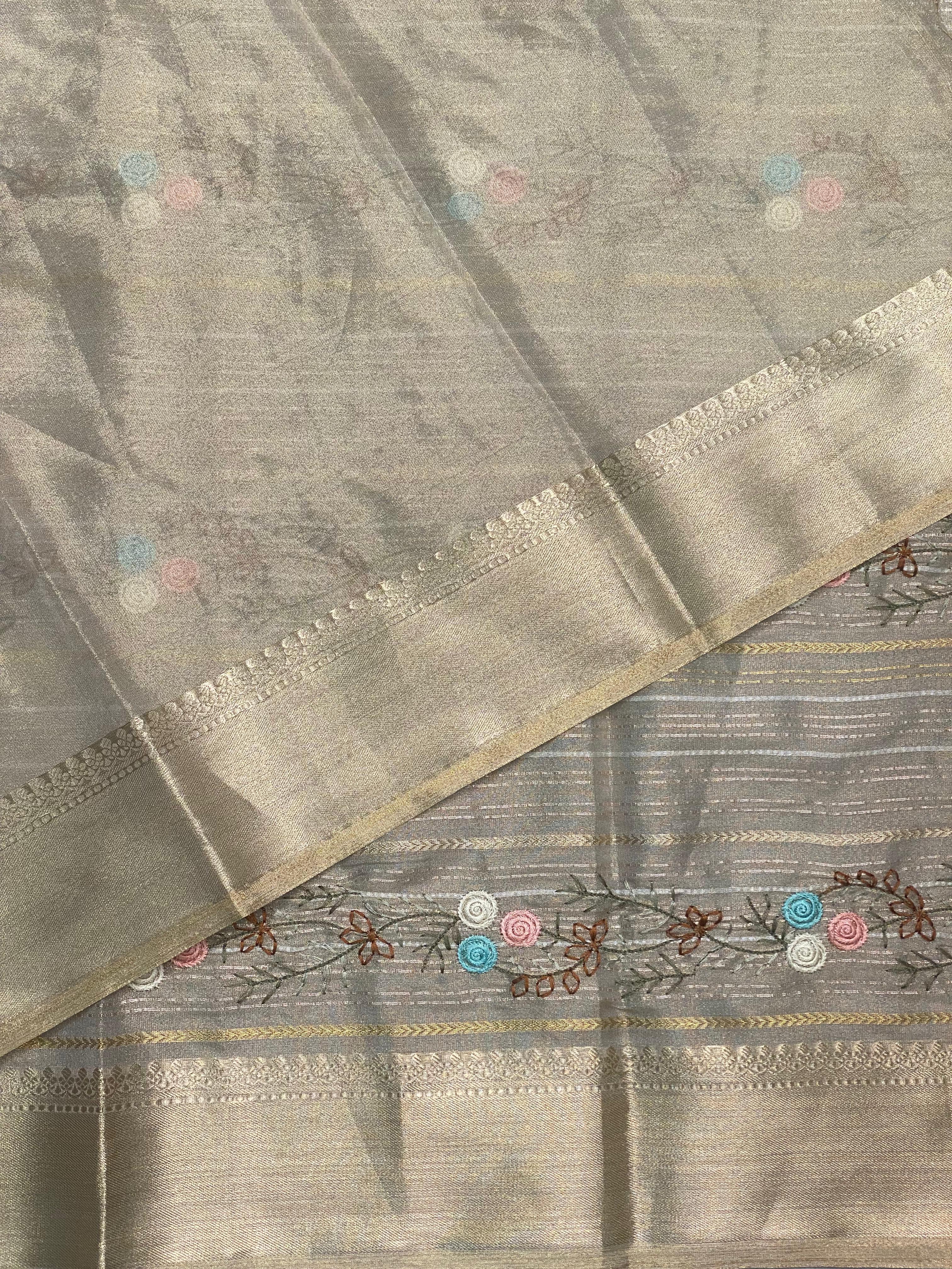 Light Gold Tissue Banarasi silk saree- MPS30