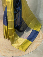 Blue and Olive Green Gajji silk saree -PIH14