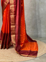 Orange and Maroon Gajji silk saree -PIH15