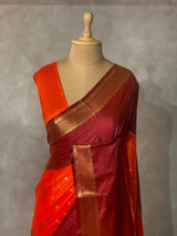 Orange and Maroon Gajji silk saree -PIH15