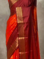 Orange and Maroon Gajji silk saree -PIH15