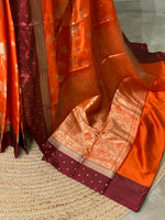 Orange and Maroon Gajji silk saree -PIH16