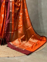 Orange and Maroon Gajji silk saree -PIH16